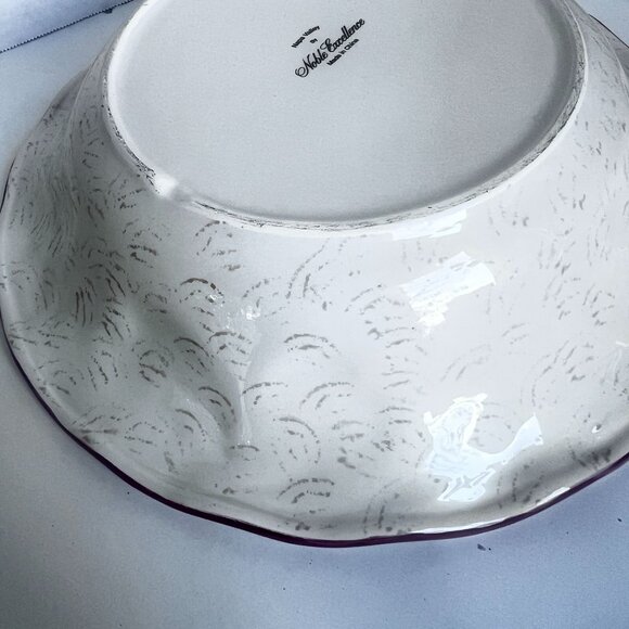 Noble Excellence Napa Valley Serving Bowl 13" Ceramic Fruit Motif Multicolor - Picture 11 of 12